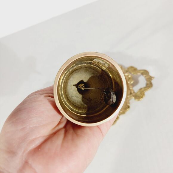 Brass Bells Hand String Plate Lot Vtg Made in India Etched MCM Decor Purple - Picture 3 of 16